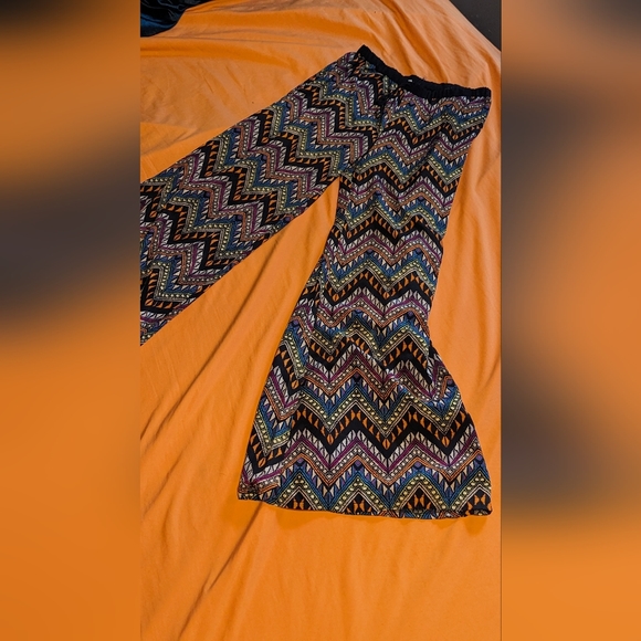 Hippie Boho flowy drawstring lightweight tree love pants medium bell bottoms - Picture 5 of 7